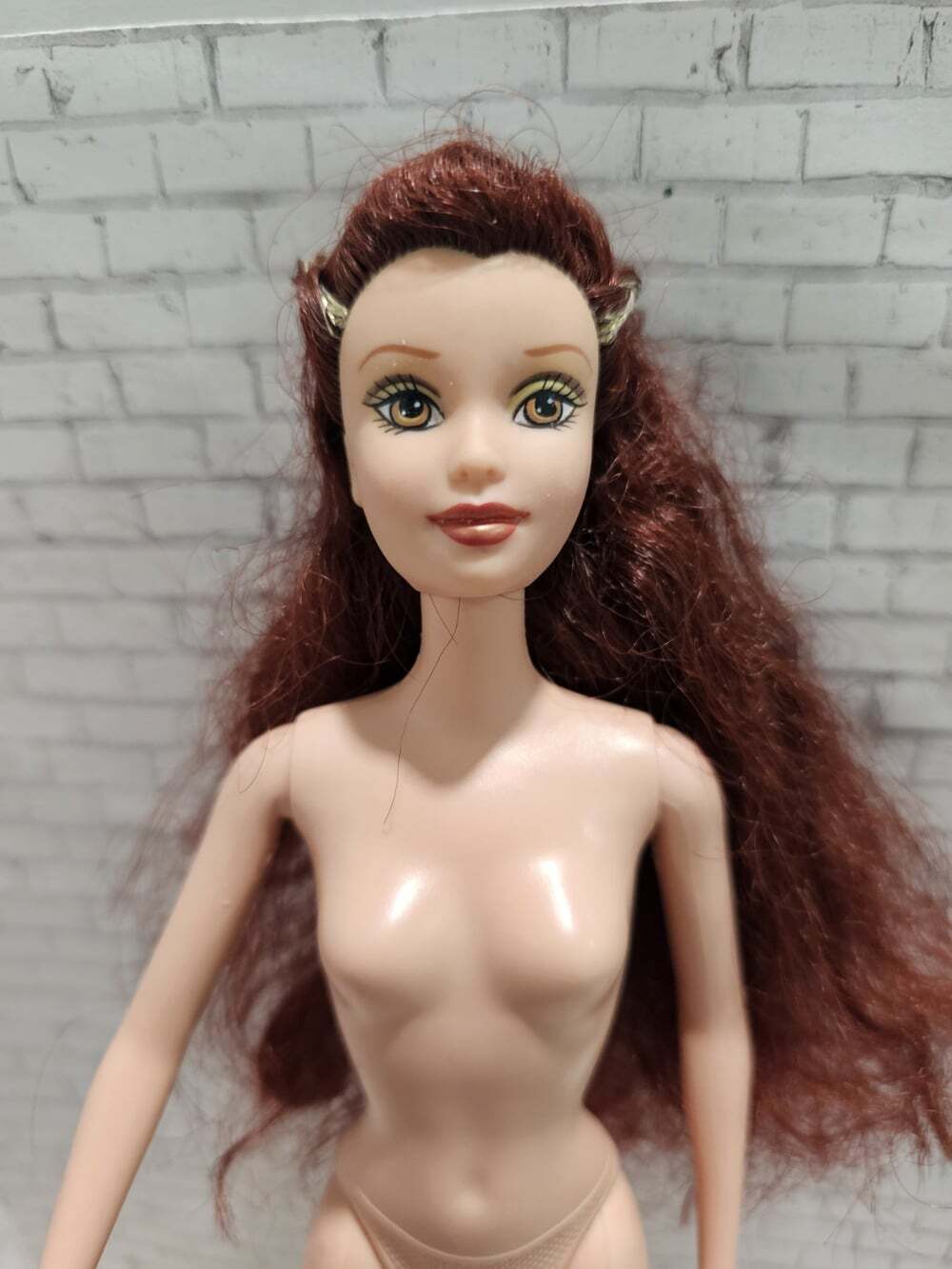 Disney Beauty Beast Sparkle Princess Belle Doll Mattel Auburn Hair Nude